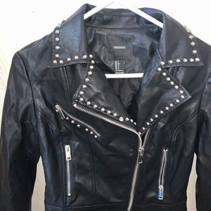 Faux learher jacket.